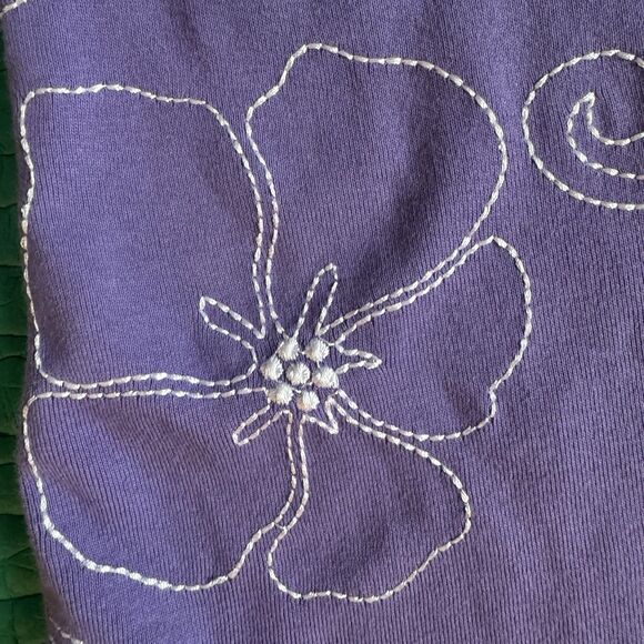 Vintage Croft & Barrow Top Women  XL Purple Floral Embroidered Hawaiian Tropical - Picture 15 of 16